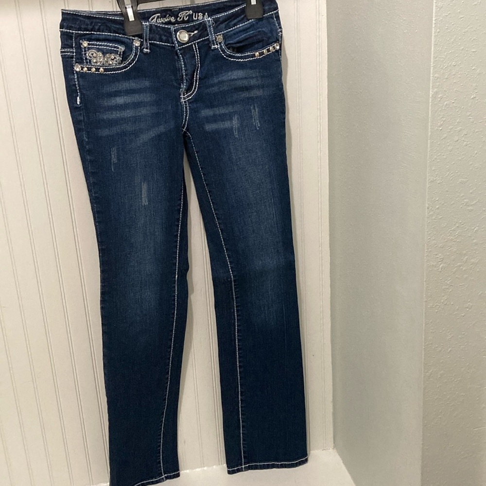 Studded blue jeans